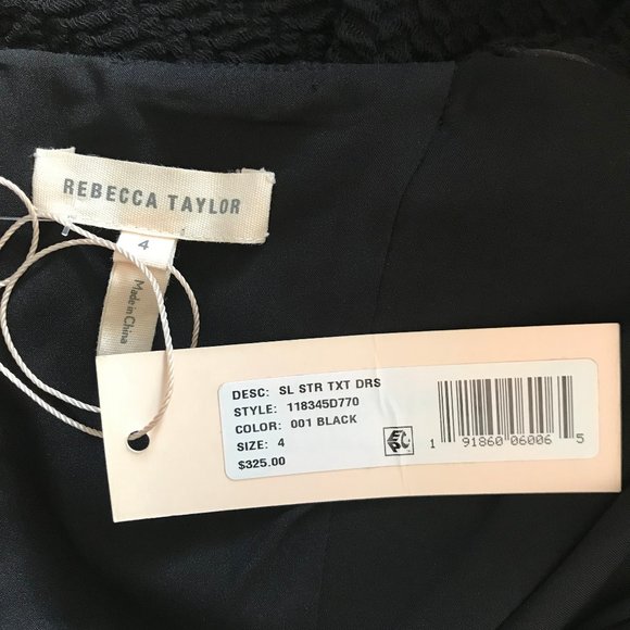 NWT Rebecca Taylor Black Cap Sleeve Texture Dress 4 - Picture 11 of 16